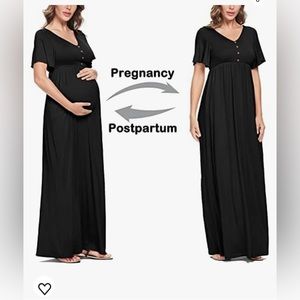 Long Black Dress size S pregnancy/postpartum/casual
